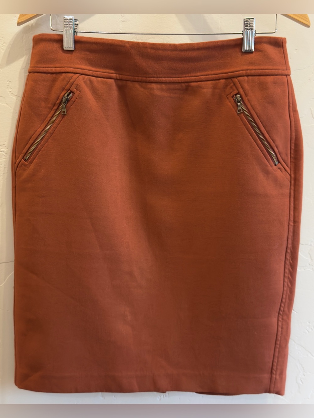 LOFT Rust Orange Pencil Skirt Size 6 Zip Pockets Work Career